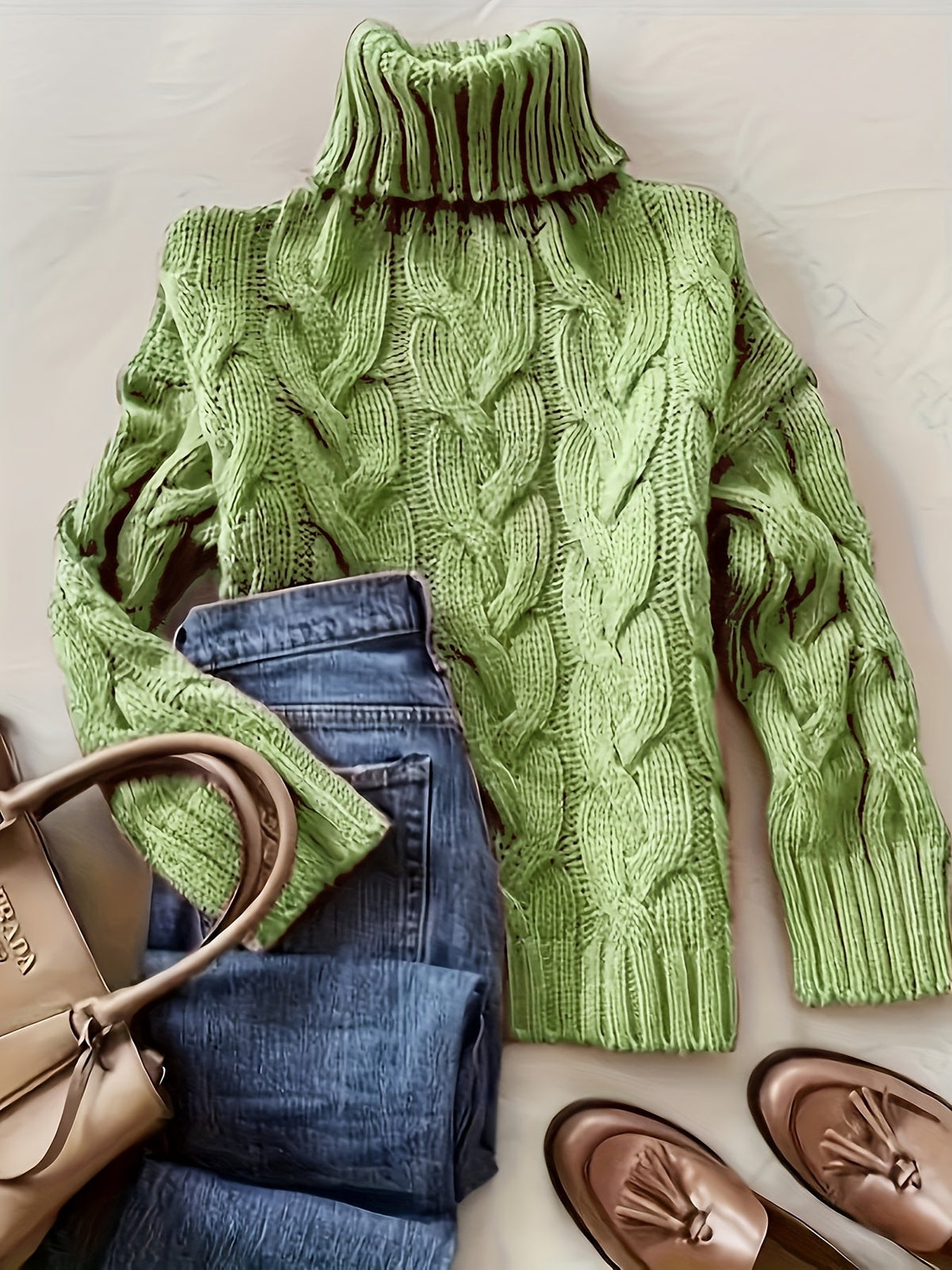 Ellie Cómodo jersey de cuello alto trenzado
