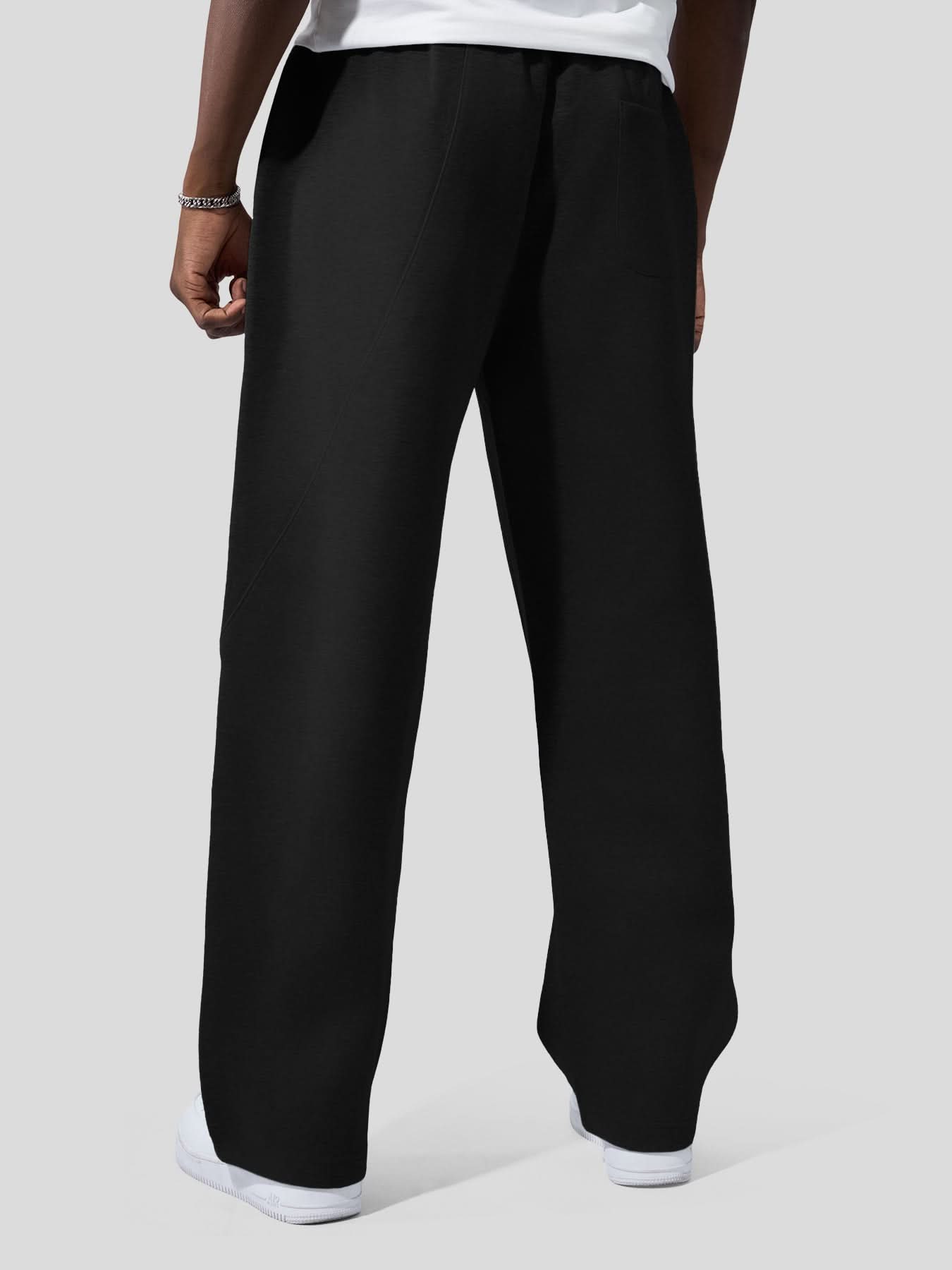 Esteban pantalones de pierna ancha con cordón de ajuste de otoño y con diseño curvo