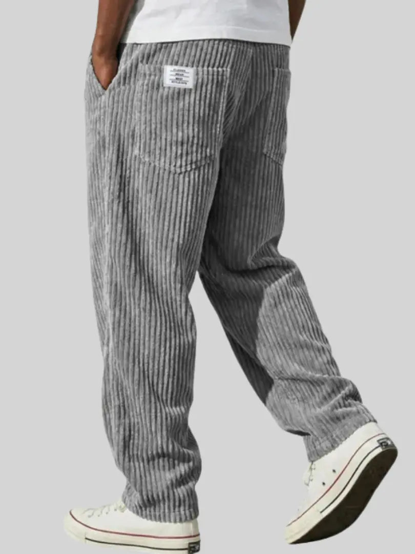 Estefan Pantalones de hombre de terciopelo acanalado con cintura elástica
