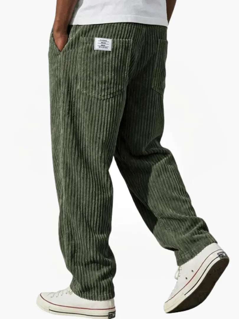 Estefan Pantalones de hombre de terciopelo acanalado con cintura elástica