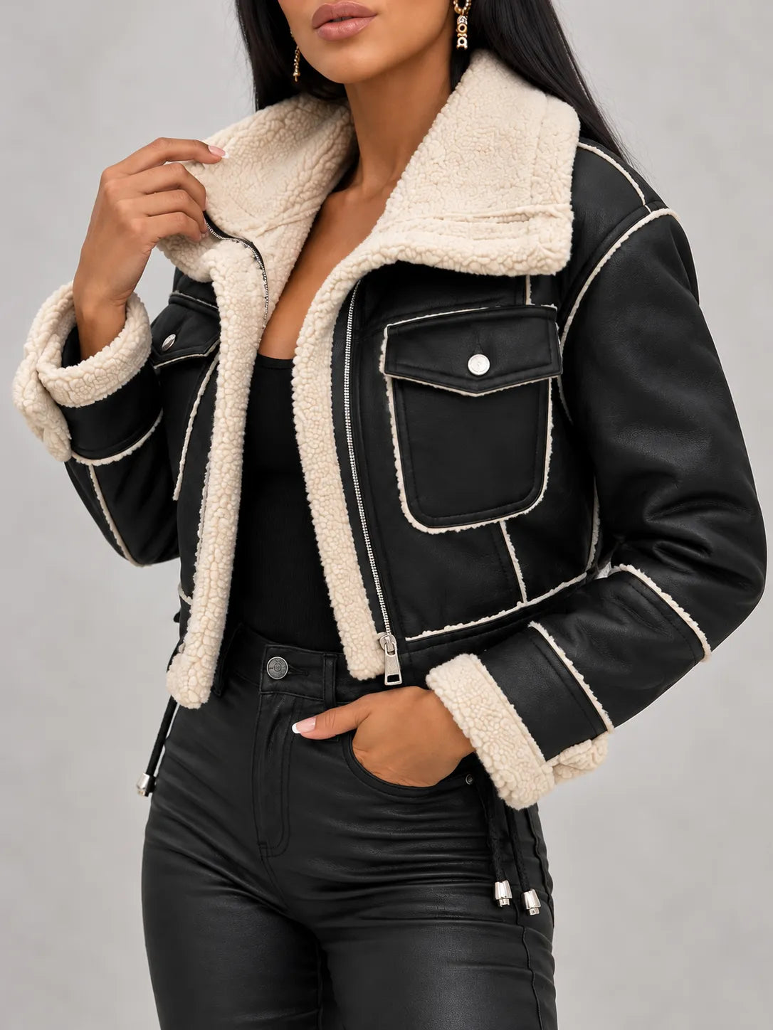 Gloria Chaqueta de piel imitación de piel de oveja