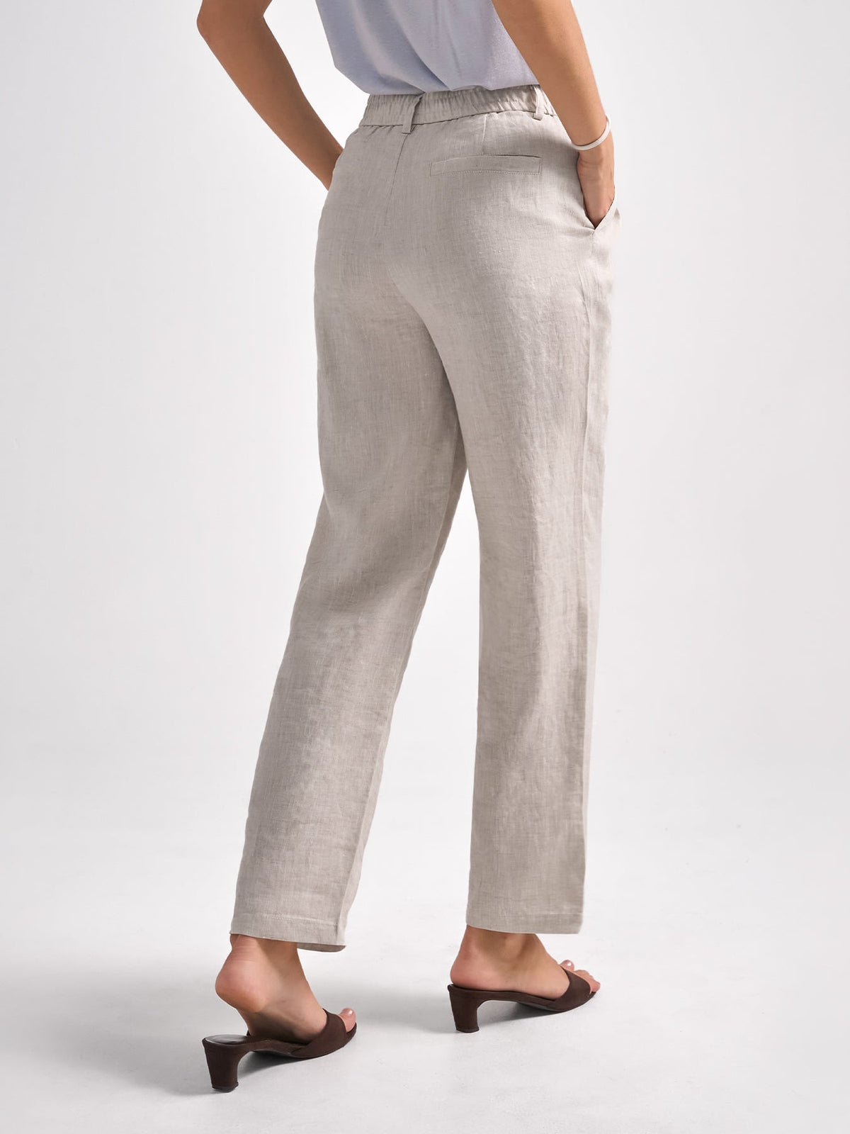 Lorena, pantalones de ocio de corte recto con pliegues, 100 % lino