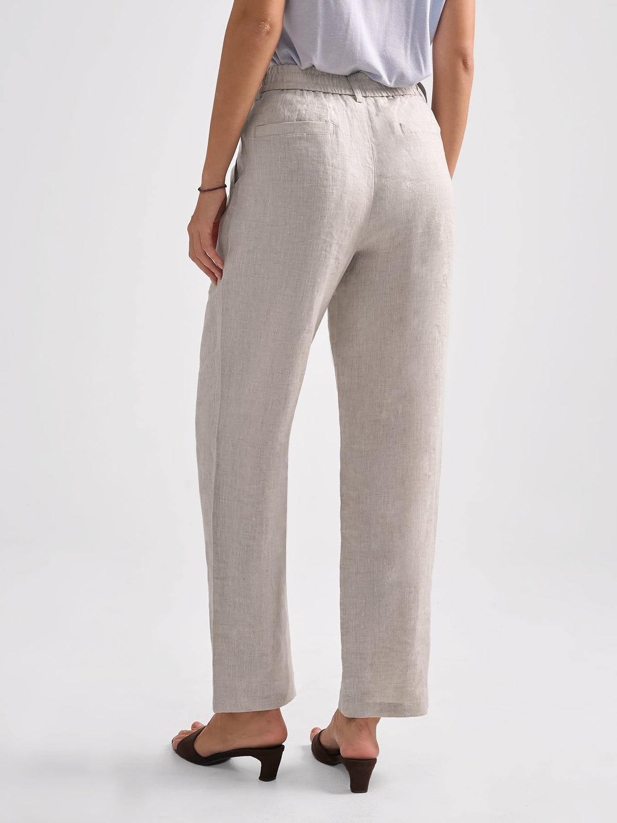 Lorena, pantalones de ocio de corte recto con pliegues, 100 % lino
