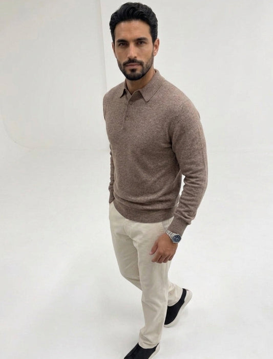 Michael polo de puntos con botones en beige ahumado
