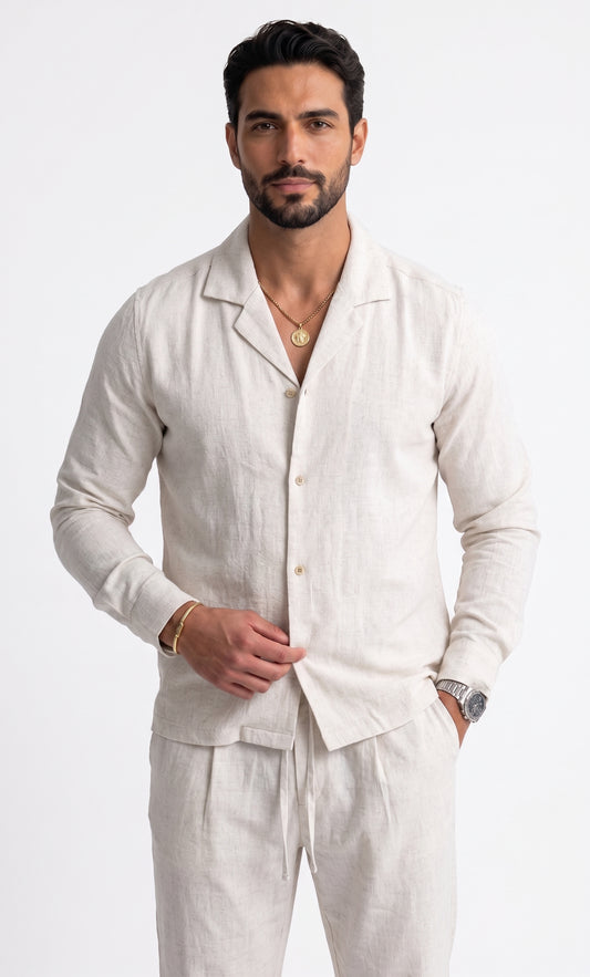 Alberto camisa de lino color avena