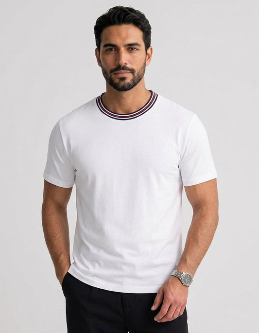 Roberto camiseta con ribete a rayas resistente a las manchas
