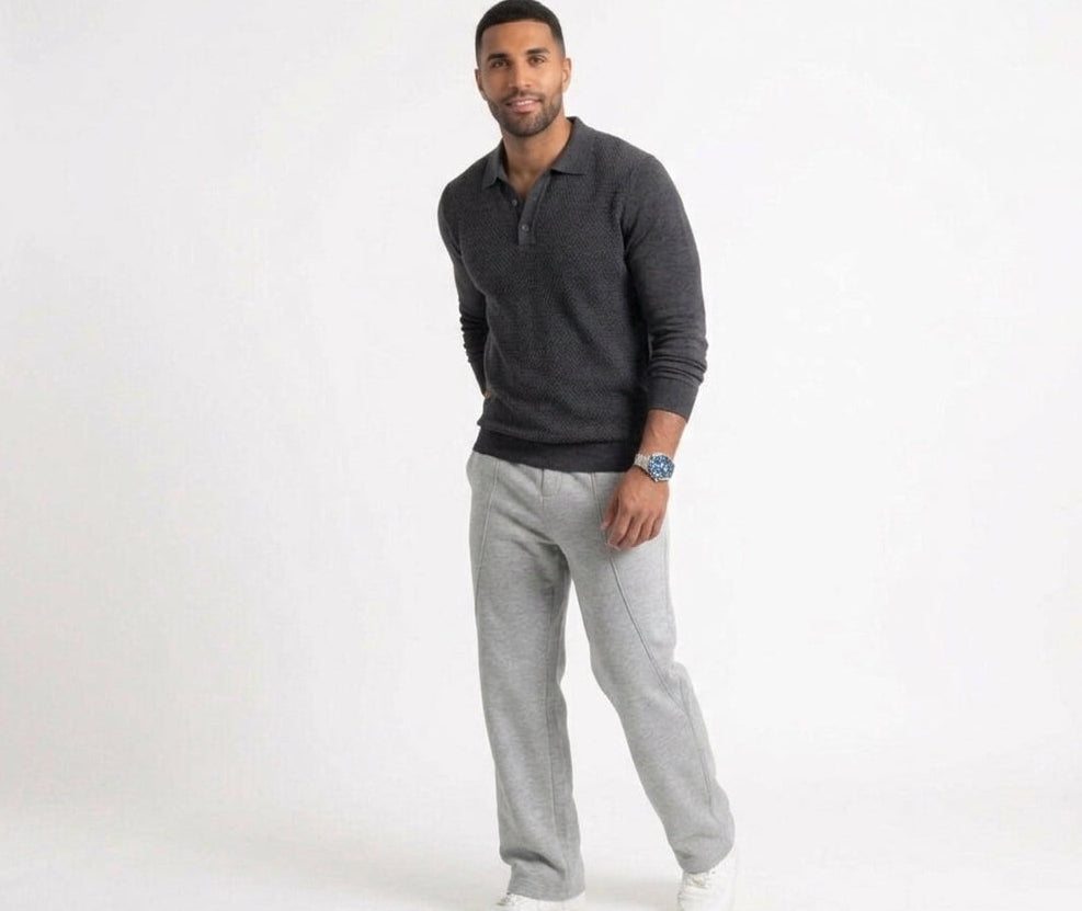 Esteban pantalones de pierna ancha con cordón de ajuste de otoño y con diseño curvo