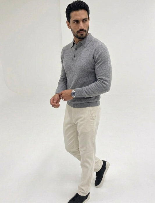 Michael polo de puntos con botones en gris