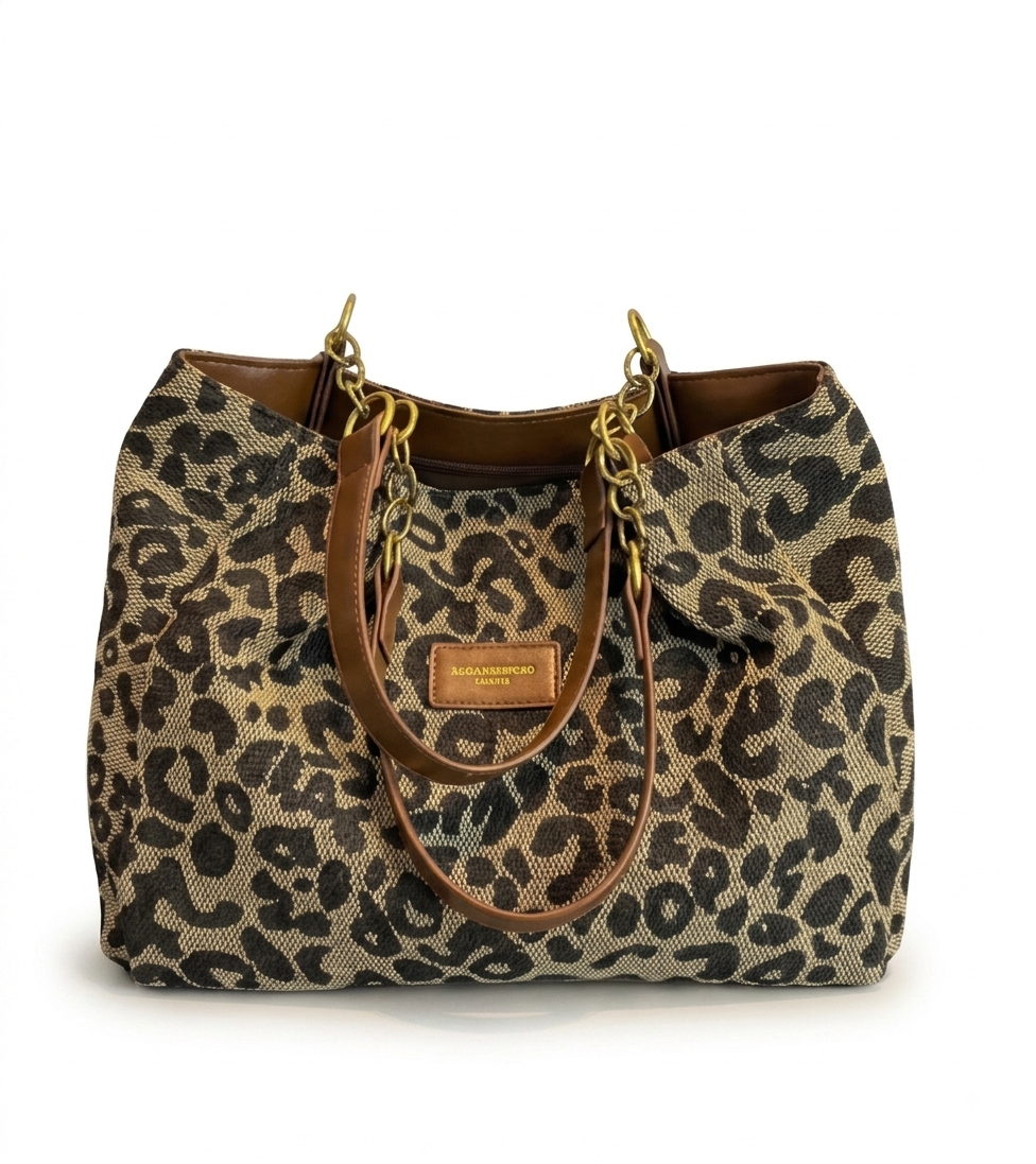 Natalia Bolso con elegante estampado de leopardo