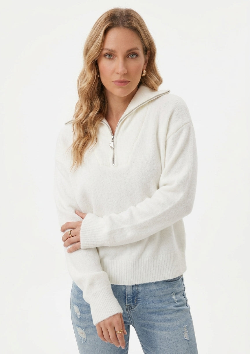 Antolella Jersey de cuello para invierno Blanco