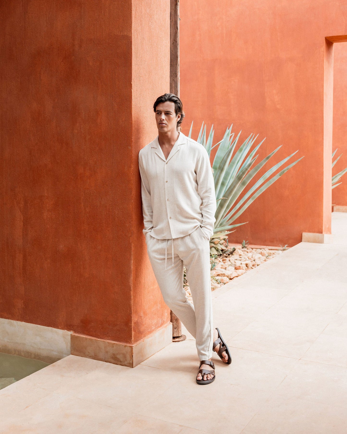 Alberto camisa de lino color avena