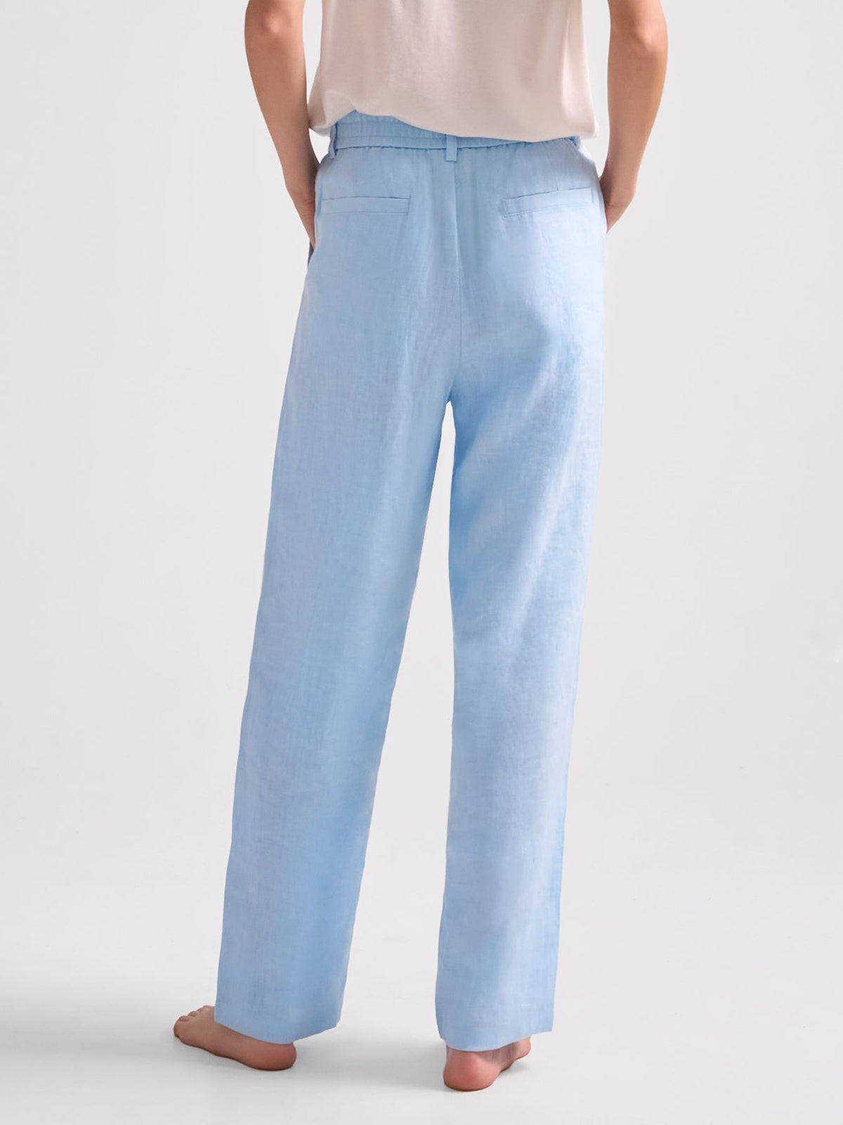 Lorena, pantalones de ocio de corte recto con pliegues, 100 % lino