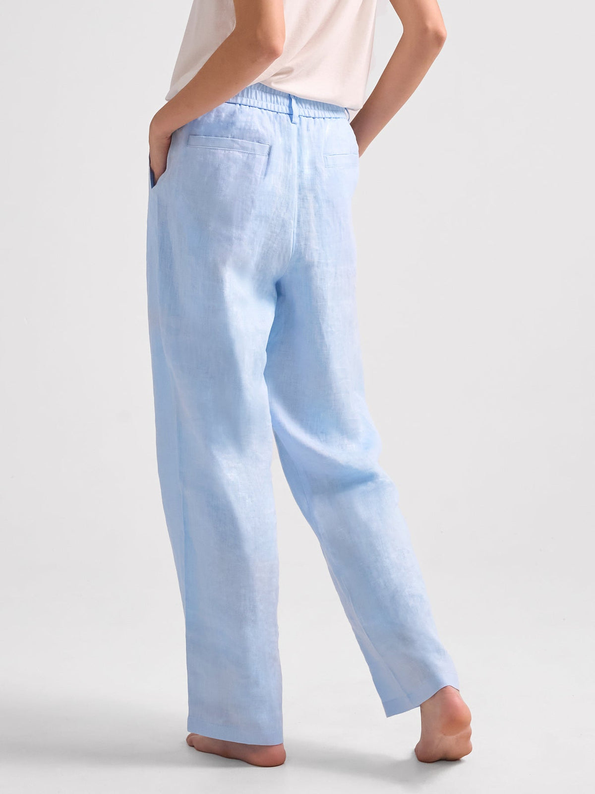 Lorena, pantalones de ocio de corte recto con pliegues, 100 % lino