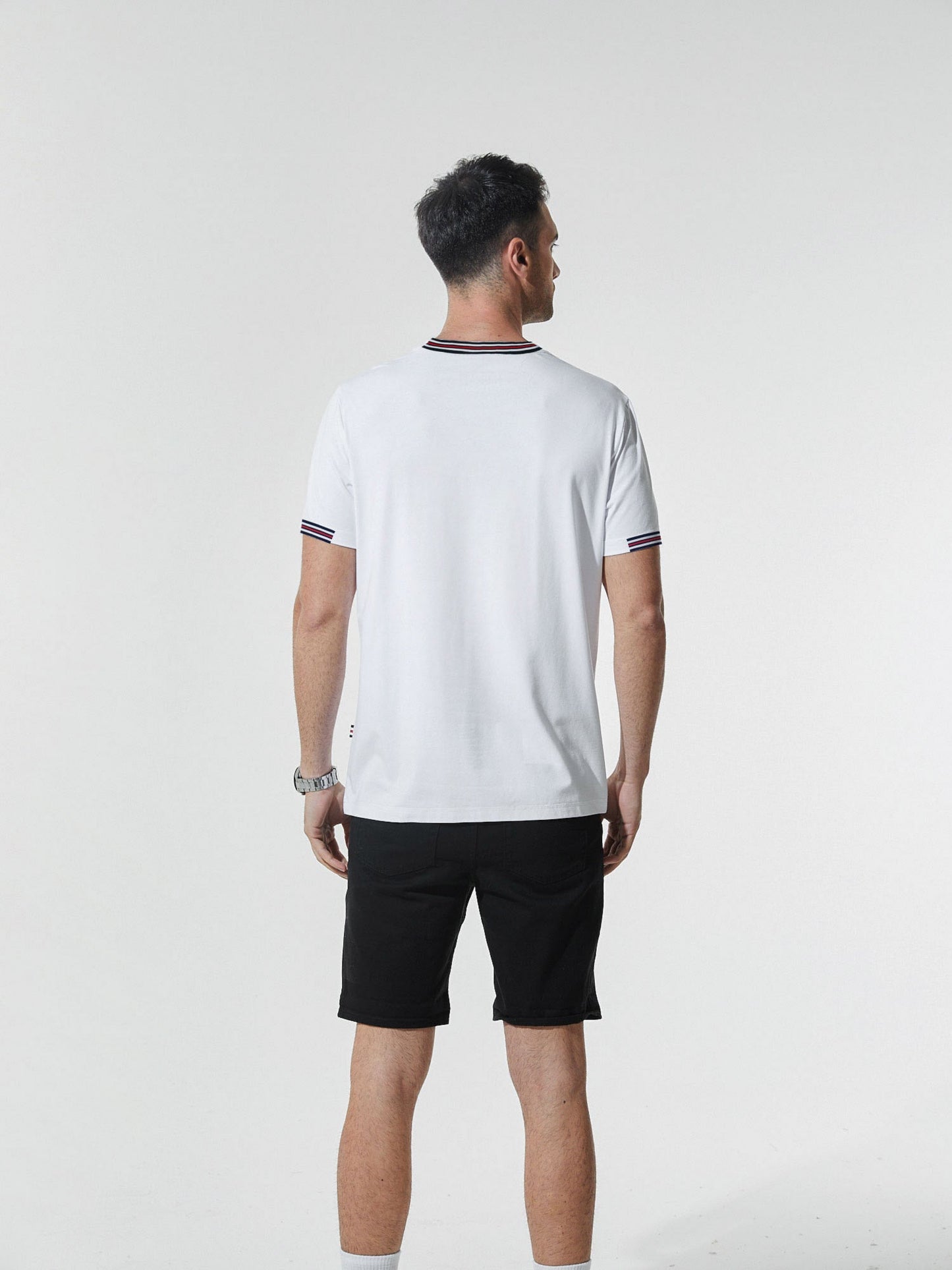 Roberto camiseta con ribete a rayas resistente a las manchas