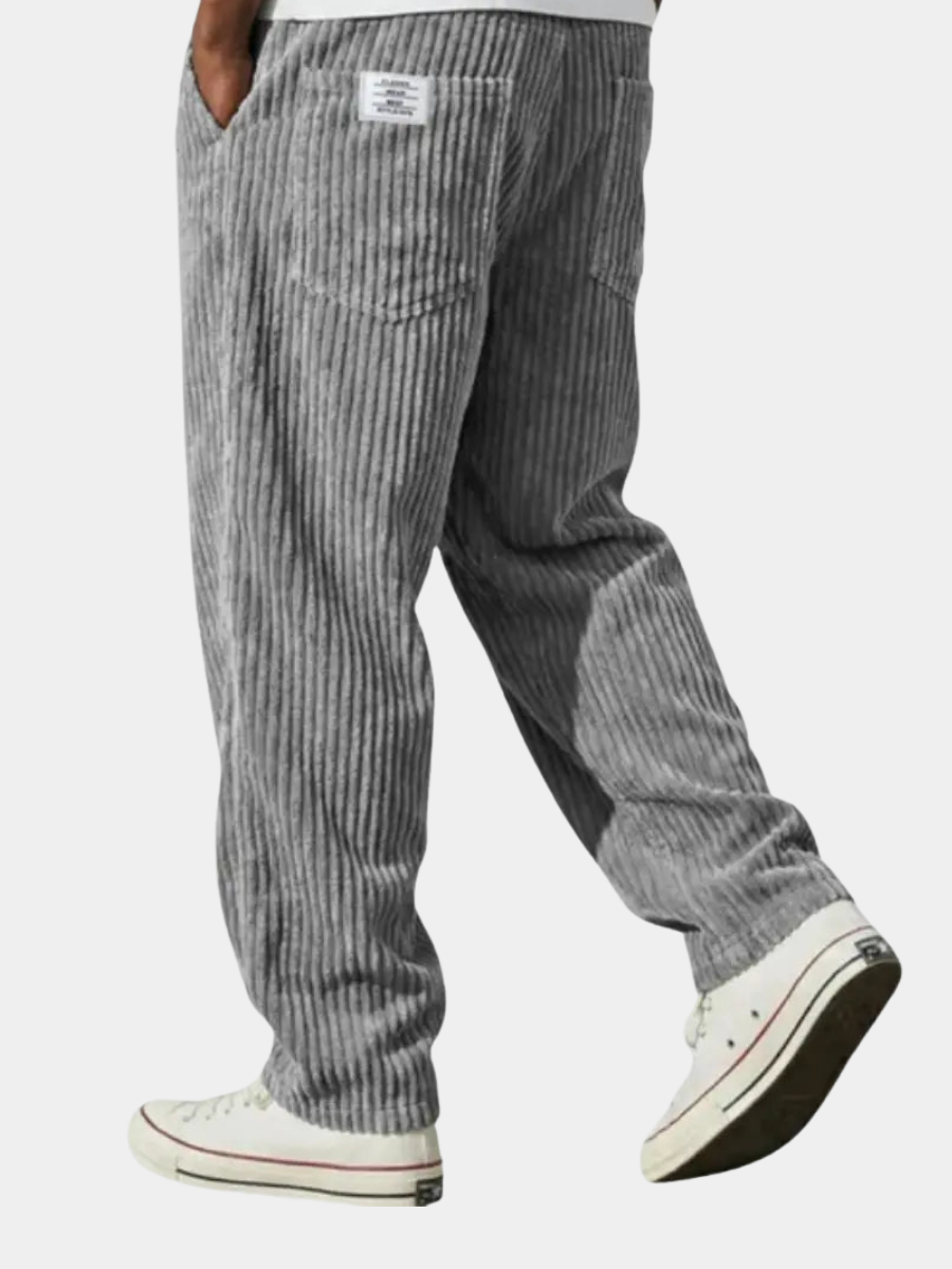 Estefan Pantalones de hombre de terciopelo acanalado con cintura elástica