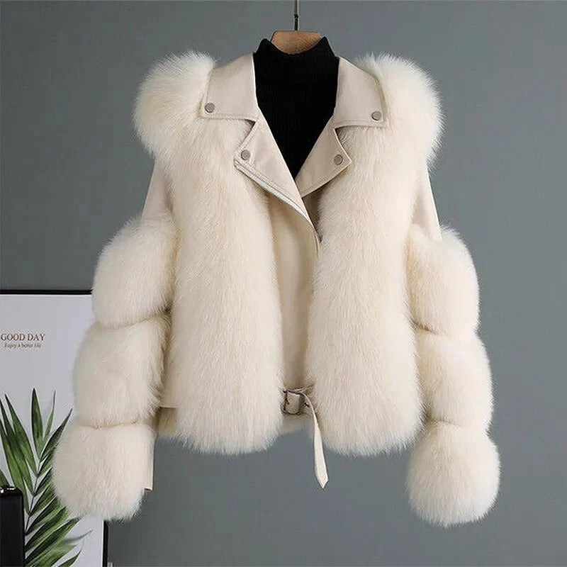 Chaqueta de piel y piel sintética de lujo