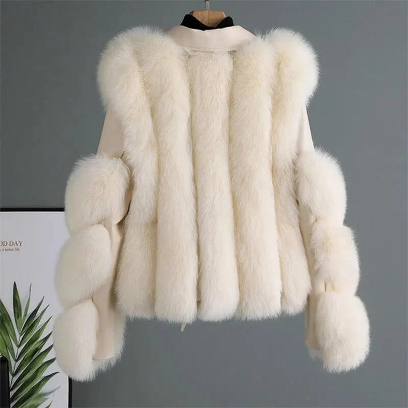 Chaqueta de piel y piel sintética de lujo