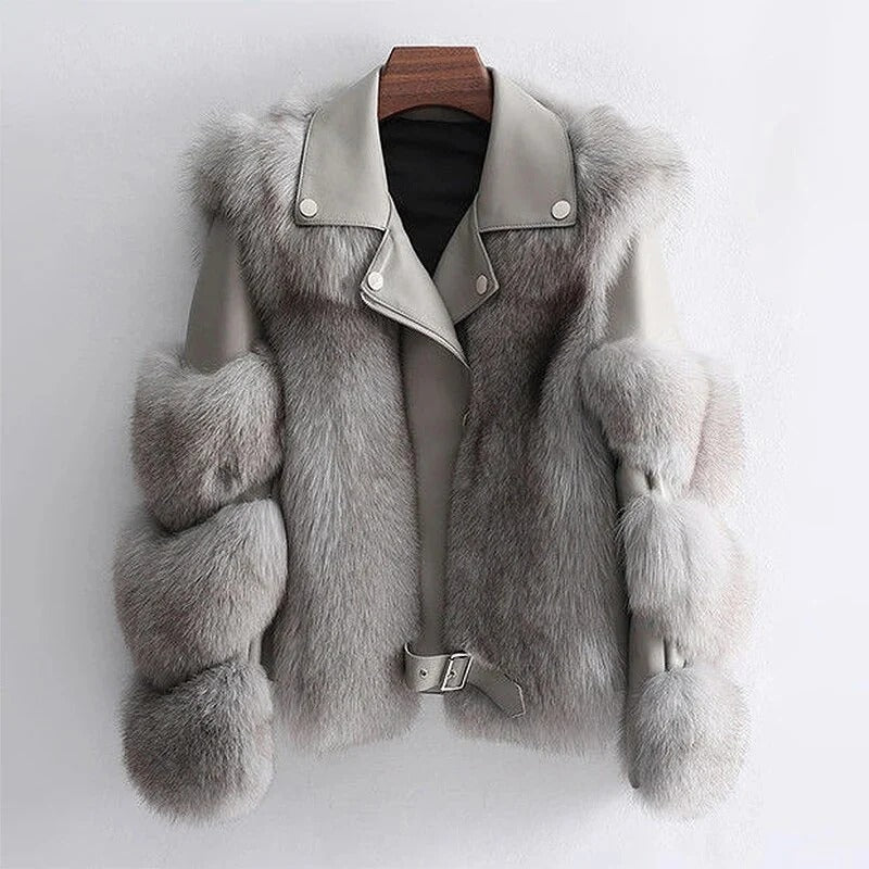 Chaqueta de piel y piel sintética de lujo