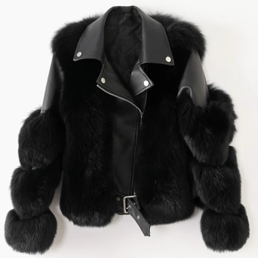 Chaqueta de piel y piel sintética de lujo